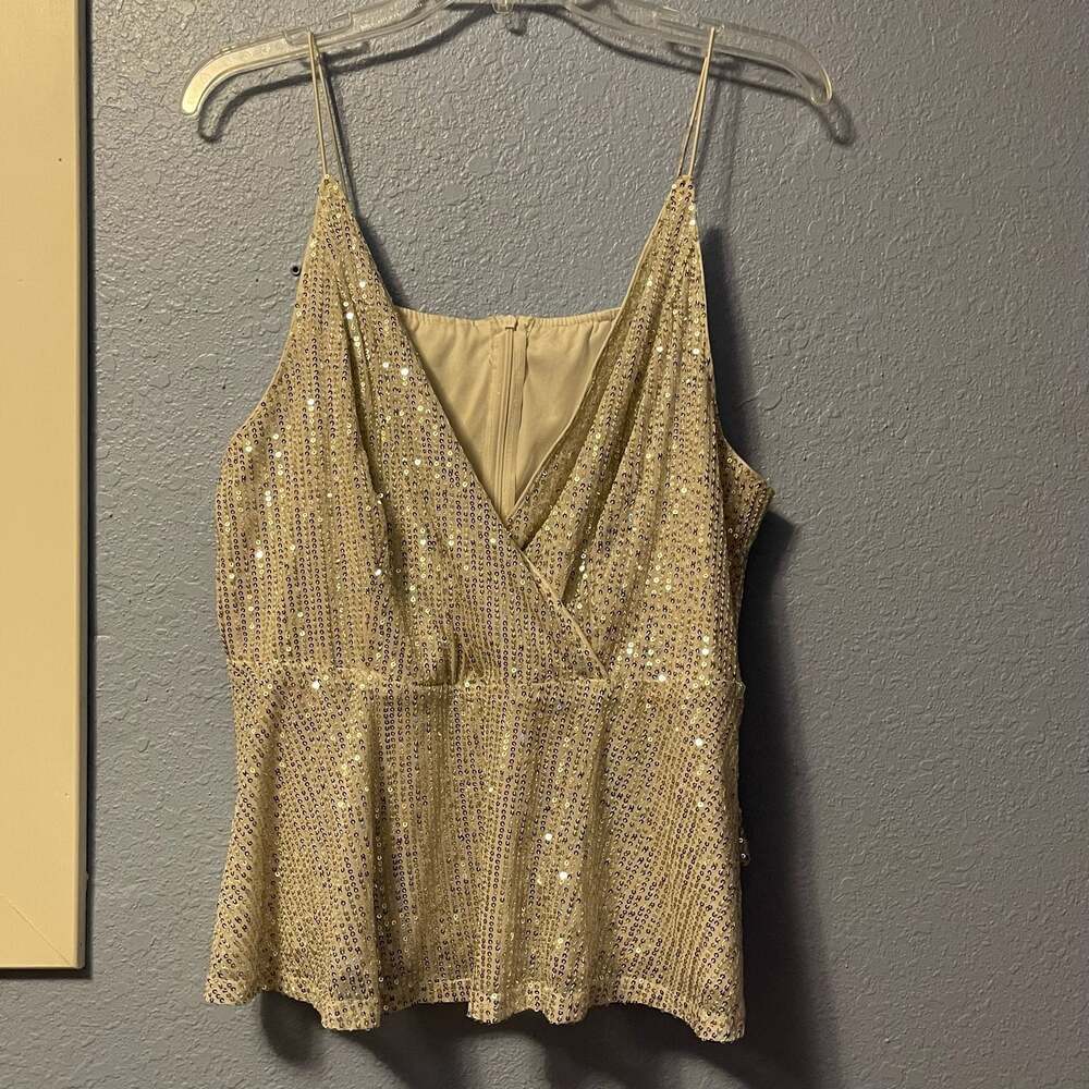SHEIN Curve Silver Sequin Spaghetti Strap V-Neck Cami Top Size 3XL